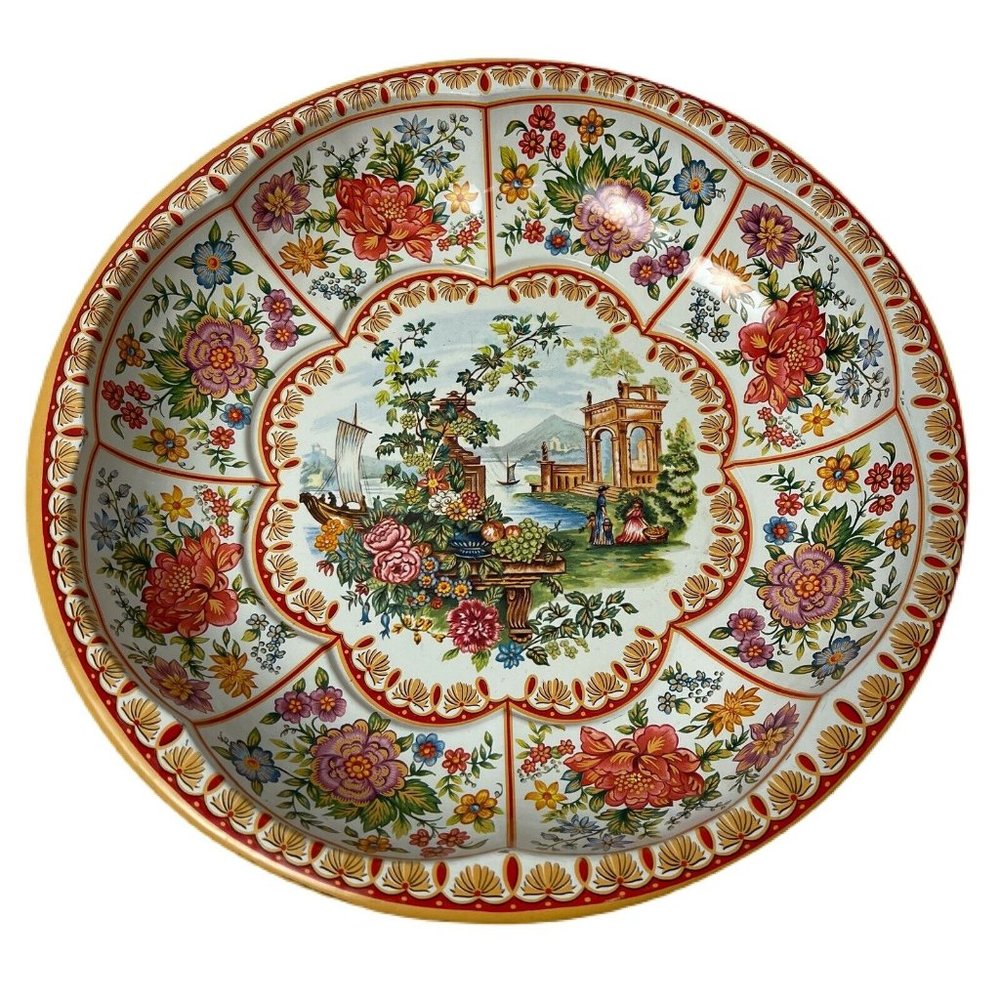 Vintage Daher Decorated Ware Tin Floral Oval Tray